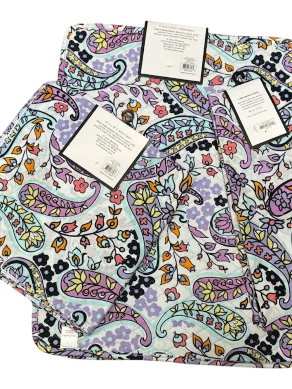 VERA BRADLEY Maddalena Paisley Placemat, Napkins, Dish Towels Set